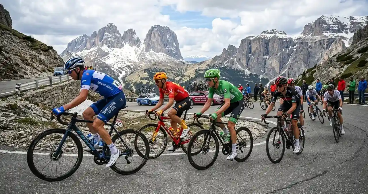 Corridori affrontano una salita di montagna durante una tappa di un Grande Giro